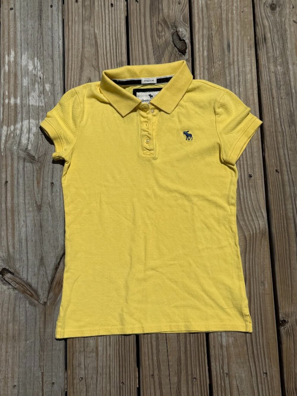 Abercrombie Yellow Polo Shirt Preppy Coastal Old Money Y2K Stretch 3799 XL Kids